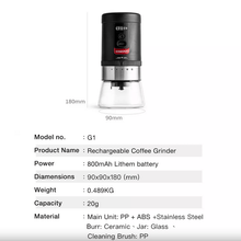 Load image into Gallery viewer, Oceanrich G1 Coffee Grinder Electric Portable Rechargeable Adjustable USB cable - Coffeesection
